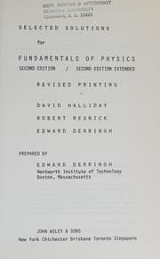 Tapa de Selected Solutions for Fundamentals of Physics