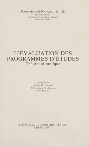Tapa de L' évaluation des programmes d'études