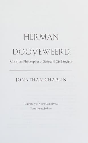 Tapa de Herman Dooyeweerd