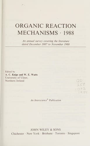 Tapa de Organic reaction mechanisms