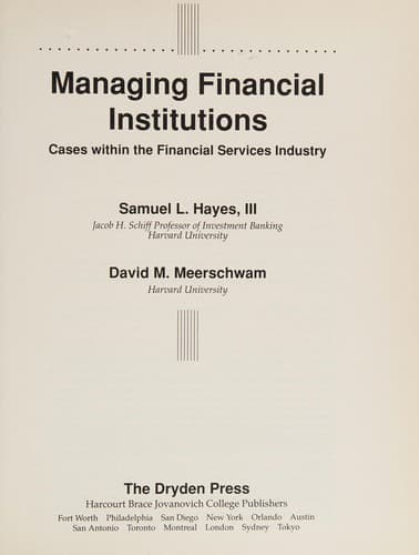 Tapa de Managing financial institutions