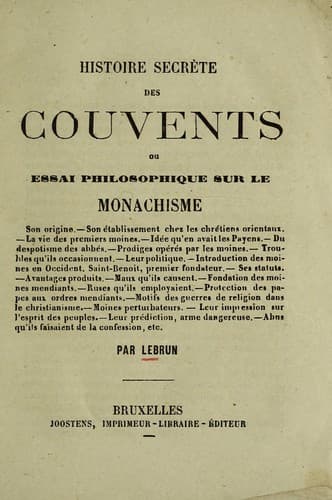 Tapa de Histoire secrète des couvents