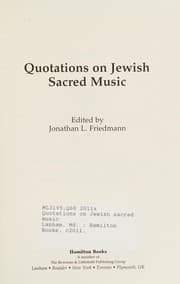 Tapa de Quotations on Jewish Sacred Music