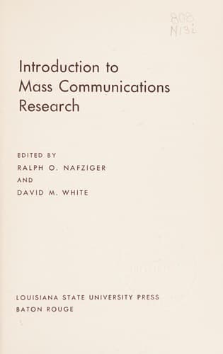 Tapa de Introduction to mass communications research.