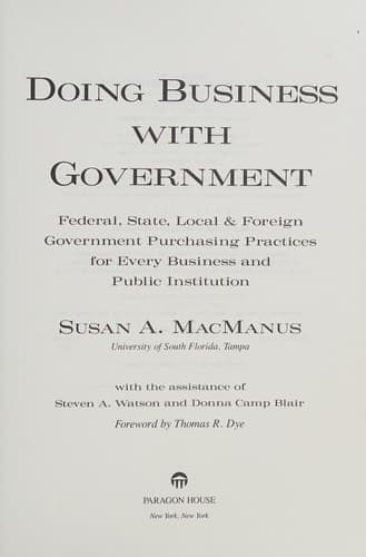 Tapa de Doing business with government