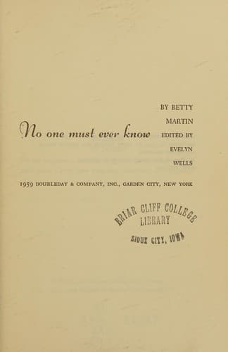 Tapa de No one must ever know