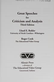 Tapa de Great speeches for criticism and analysis