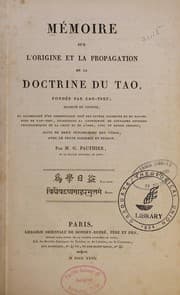 Tapa de Mémoire sur l'origine et la propagation de la doctrine du Tao