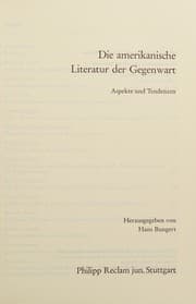 Tapa de Die Amerikanische Literatur der Gegenwart