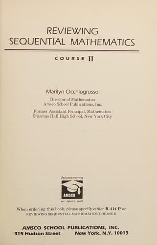 Tapa de Reviewing Sequential Mathematics Course II