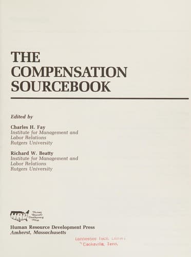 Tapa de The Compensation sourcebook