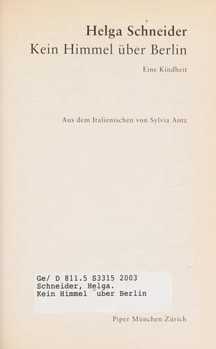 Tapa de Kein Himmel über Berlin