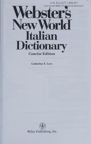 Tapa de Webster's new world Italian dictionary
