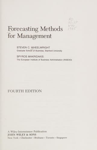 Tapa de Forecasting methods for management