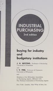 Tapa de Industrial purchasing; buying for industry and budgetary institutions