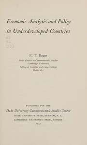 Tapa de Economic analysis and policy in underdeveloped countries