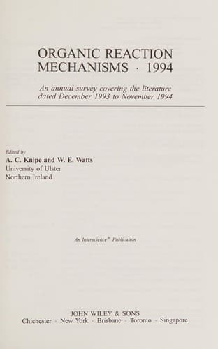 Tapa de Organic Reaction Mechanisms