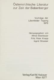 Tapa de Österreichische Literatur zur Zeit der Babenberger