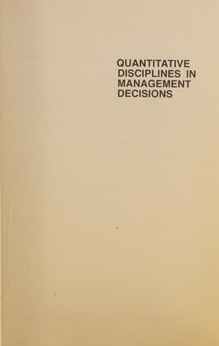 Tapa de Quantitative disciplines in management decisions