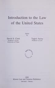 Tapa de Introduction to the law of the United States