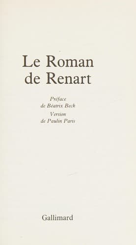 Tapa de Le Roman de Renart