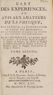 Tapa de L'art des expériences, ou avis aux amateurs de la physique, sur le choix, la construction et l'usage des instruments; sur la préparation et l'emploi des drogues qui servent aux expériences