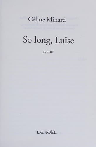 Tapa de So long, Luise