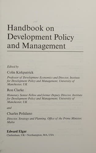 Tapa de Handbook on development policy and management