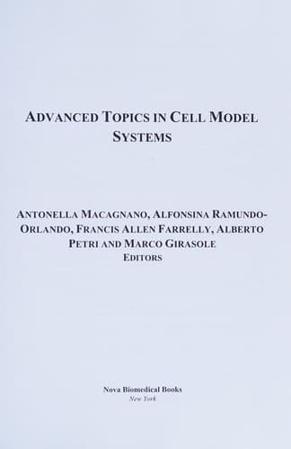 Tapa de Advanced topics in cell model systems