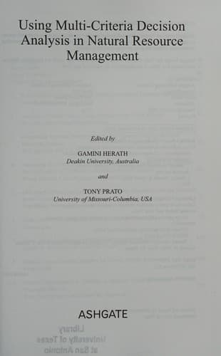 Tapa de Using Multi-Criteria Decision Analysis in Natural Resource Management