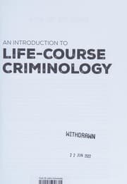 Tapa de Introduction to Life-Course Criminology