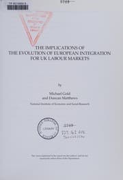 Tapa de The Implications of the Evolution of European Integration for UK Labour Markets