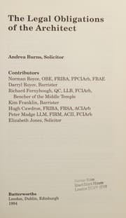 Tapa de The Legal Obligations of the Architect