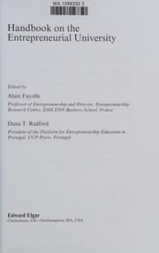 Tapa de Handbook on the entrepreneurial university