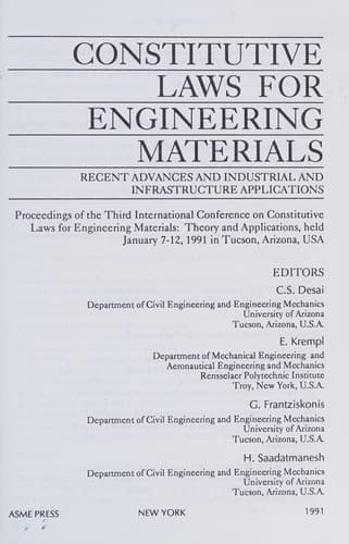 Tapa de Constitutive laws for engineering materials