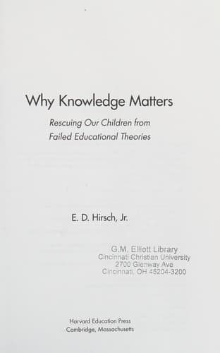 Tapa de Why knowledge matters