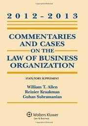 Tapa de Commentaries and Cases on the Law of Business Organization, 2012-2013 Statutory Supplement