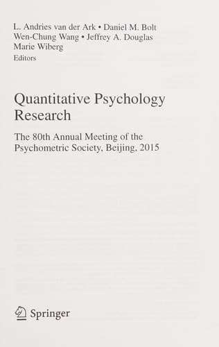 Tapa de Quantitative Psychology Research