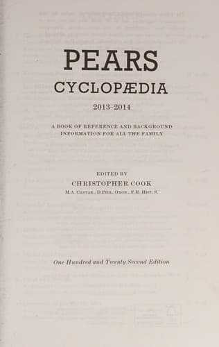 Tapa de 2013-2014 Pears' Cyclopaedia 121/e