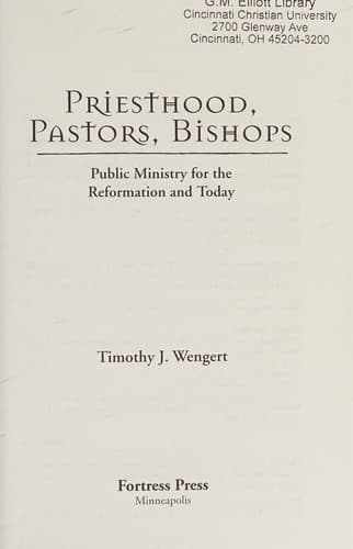 Tapa de Priesthood, pastors, bishops