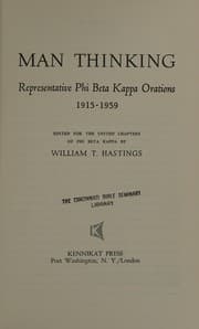 Tapa de Man thinking: representative Phi Beta Kappa orations, 1915-1959