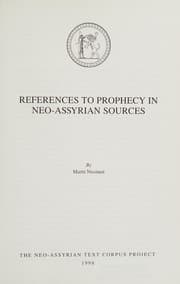 Tapa de References to Prophecy in Neo-Assyrian Sources (State Archives of Assyria Studies, Volume VII)