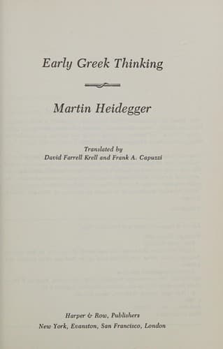 Tapa de Early Greek thinking