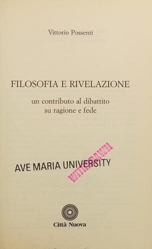 Tapa de Filosofia e rivelazione
