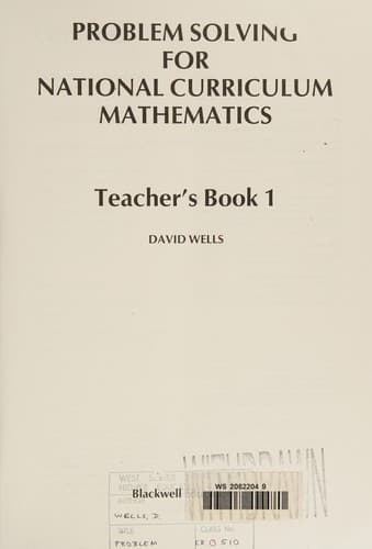 Tapa de Problem Solving for National Curriculum Mathematics