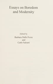 Tapa de Essays on Boredom and Modernity