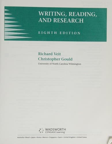 Tapa de Writing, reading, and research