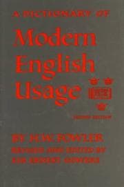 Tapa de A Dictionary of Modern English Usage (The Oxford Library of English Usage ; V. 2)