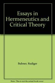 Tapa de Essays in hermeneutics and critical theory