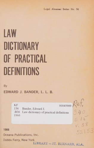 Tapa de Law dictionary of practical definitions